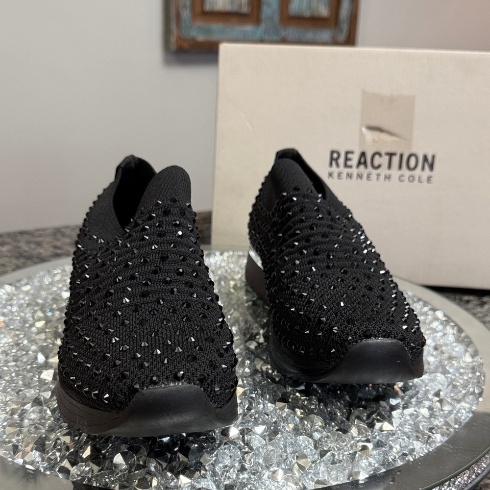 Kenneth Cole Reaction Cameron Jewel Black Slip-On jogger sneakers NEW 7.5 - Picture 8 of 15